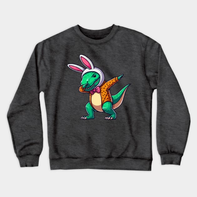 Dabbing T Rex Dinosaur Bunny Crewneck Sweatshirt by Etopix